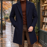 Arnaud-Lane Textured Overcoat - Navy Blue