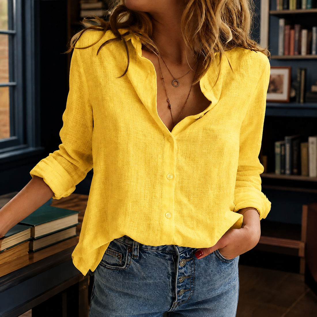 Andrina Linen Shirt - Yellow
