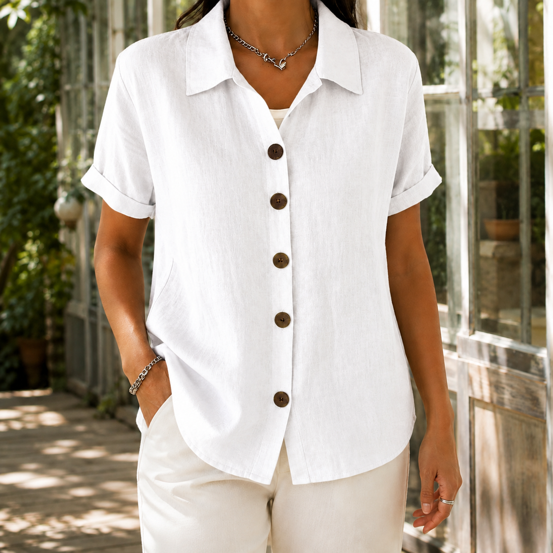 Vivienne Collared Blouse - White