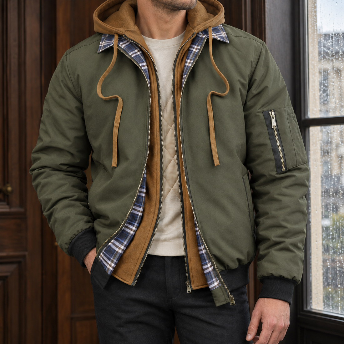 Wilfred Layered Jacket - Army Green