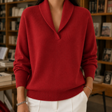 Madeleine Shawl Collar Sweater - Red