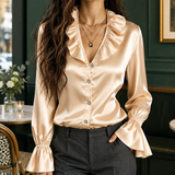 Salome Ruffle Blouse - Apricot