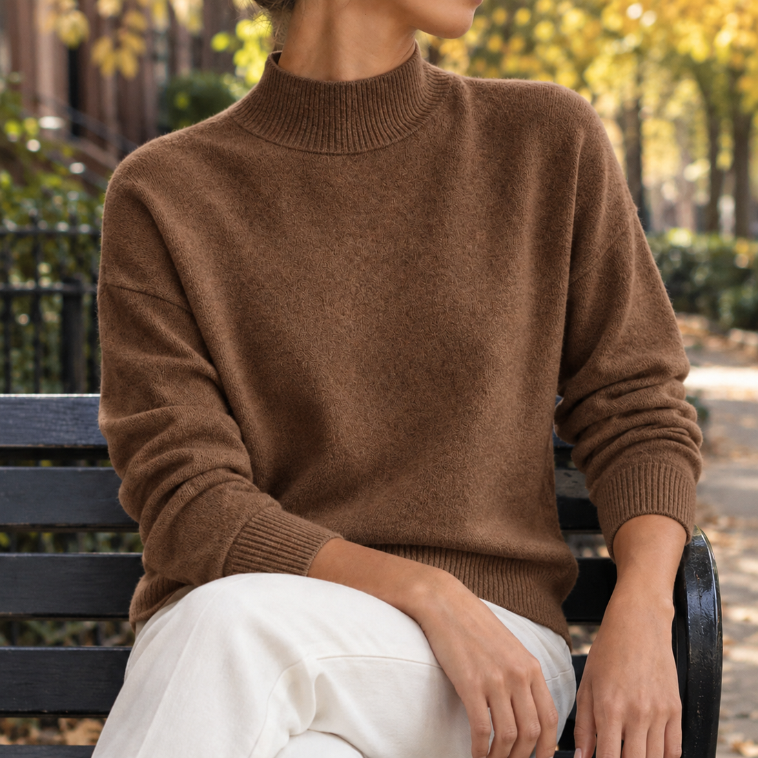 Melisande-Eve Half Turtleneck Sweater - Brown