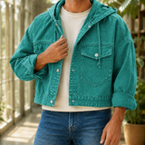 Huston Hooded Denim Jacket - Teal