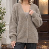 Raven-June V Neck Cardigan - Khaki