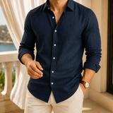 Louis Linen Shirt - Navy Blue
