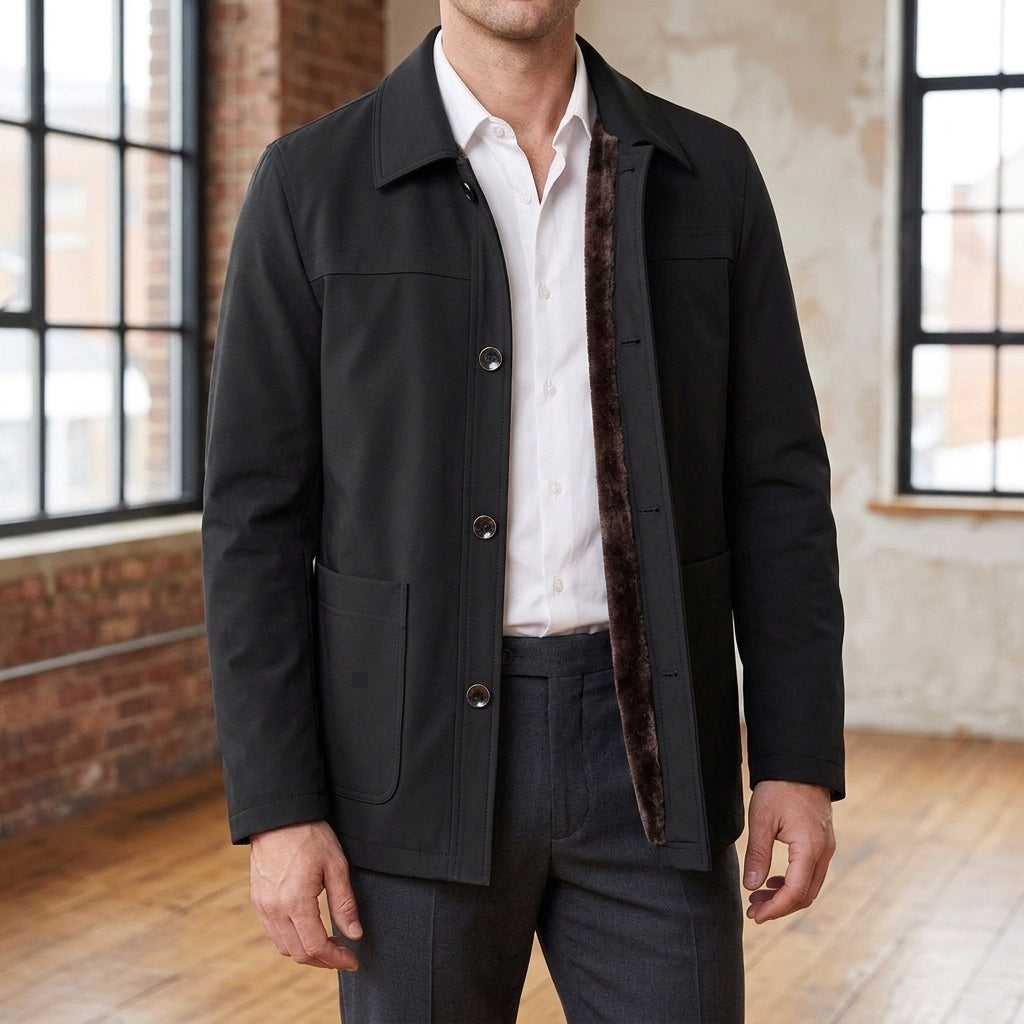 Harlan Button Front Jacket - Black Plus Velvet