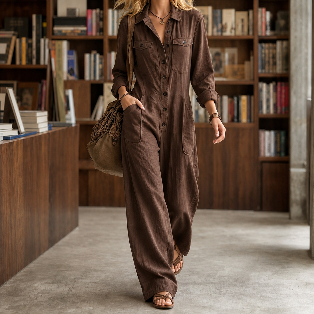 Philippa-Jane Utility Jumpsuit - Brown