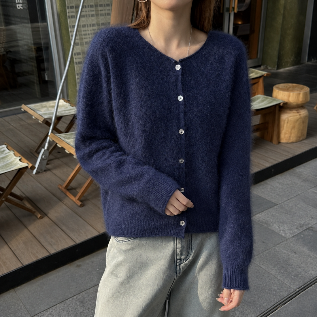 Amandine-June Brushed Cardigan - Navy