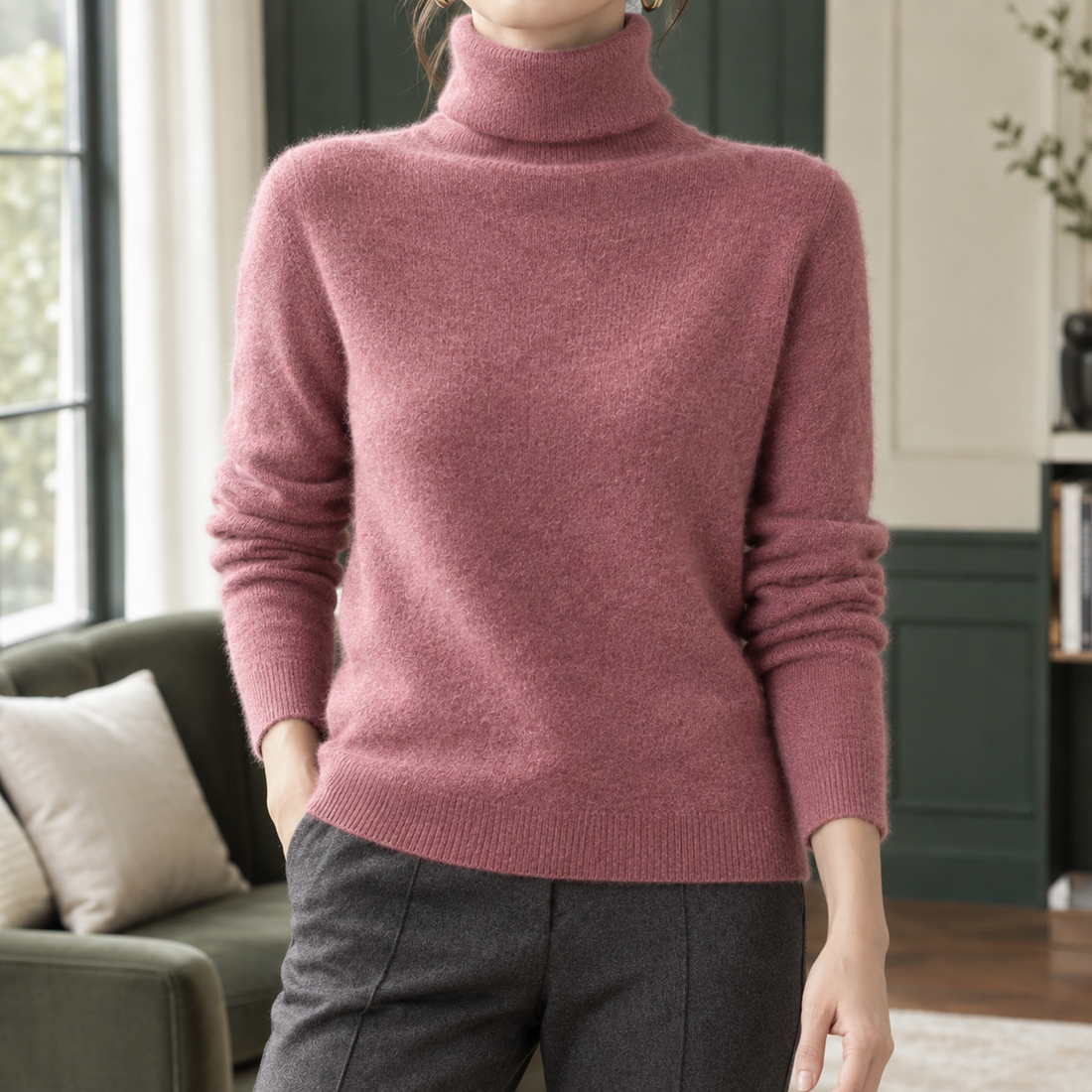 Alma-Lane Turtleneck Sweater - Begonia Red
