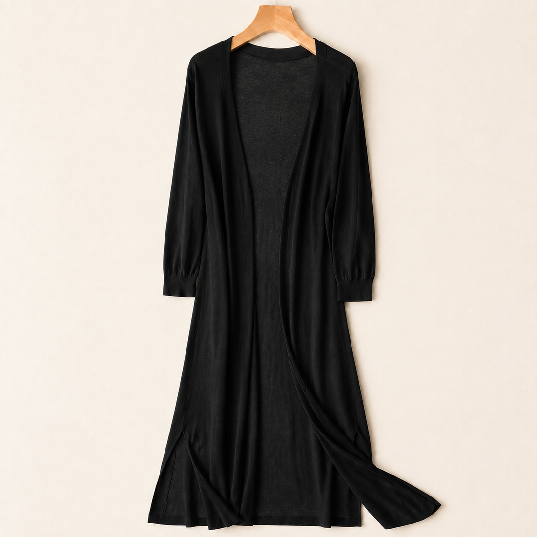 Renata-Pearl Longline Cardigan - Black