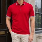 Augustin Tipped Polo Shirt - Red