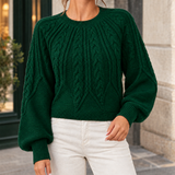 Georgina-Jane Cable Knit Sweater - Dark Green