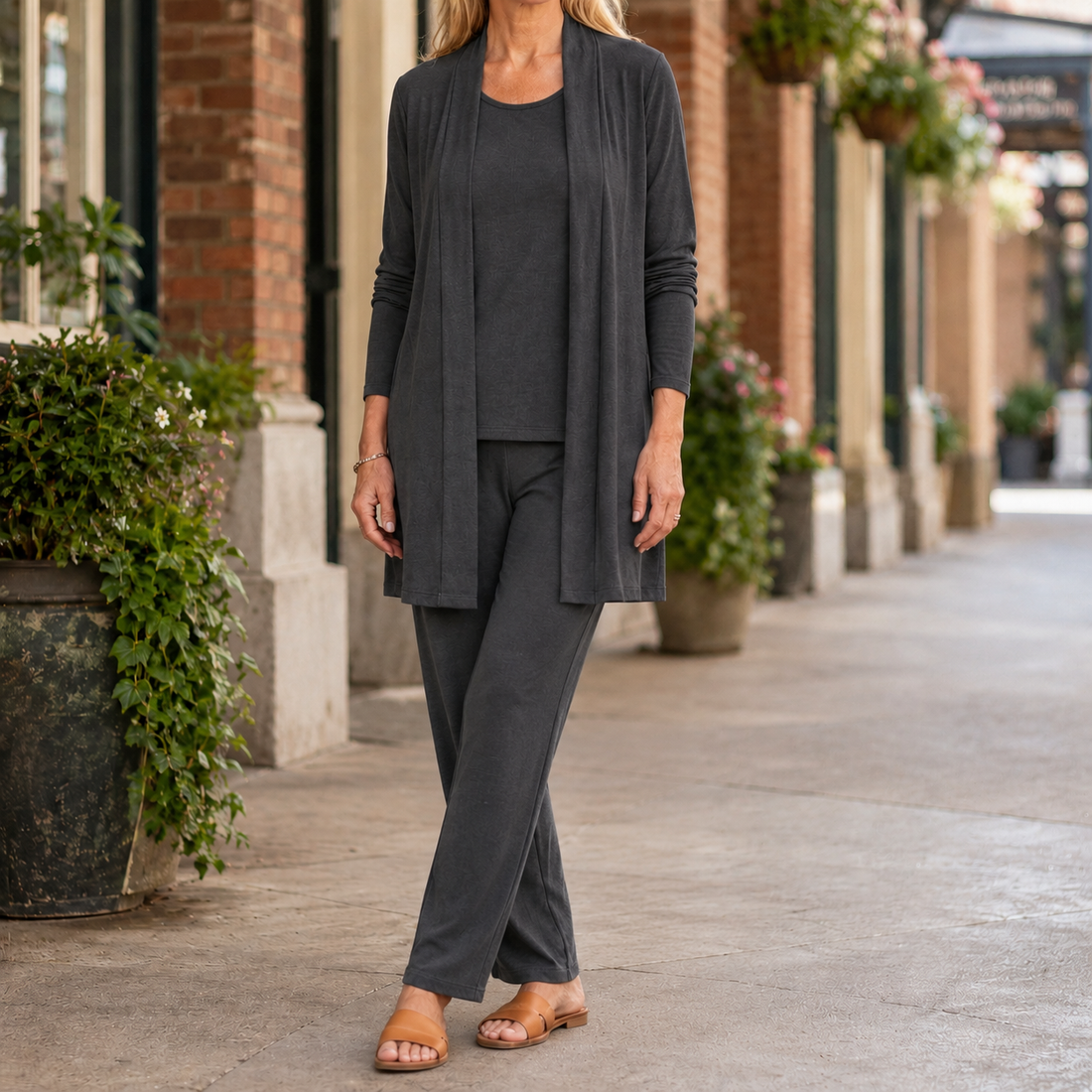 Aimee Draped Set - Dark Gray