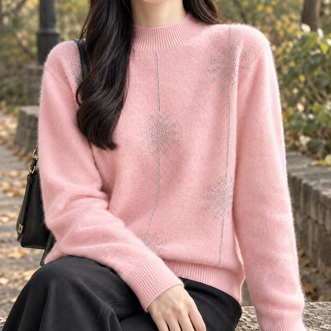 Calla-June Rhinestone Sweater - Pink