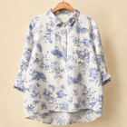 Ivory Blue Bird Print
