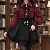 Verity-Hope Ruffled Set - Burgundy Top
