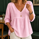 Modesty V-Neck Blouse - Pink