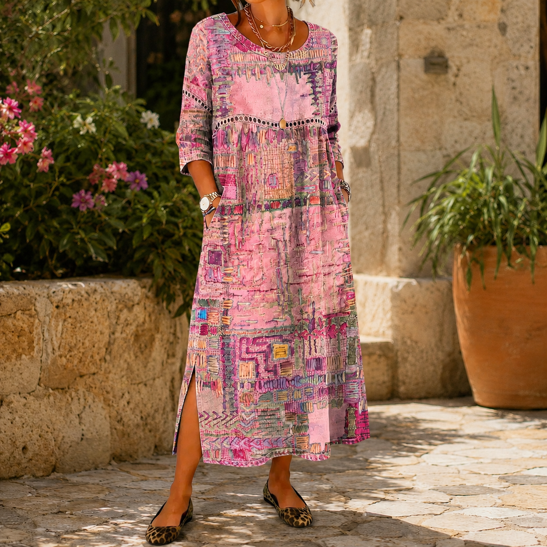 Ophelia Printed Maxi Dress - Pink