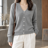 Guinevere-Kate V-Neck Cardigan - Gray