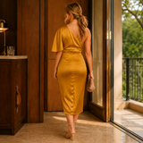 Fenella-Hope Asymmetric Dress - Golden Mustard