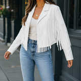 Giselle-Grace Fringe Jacket - White