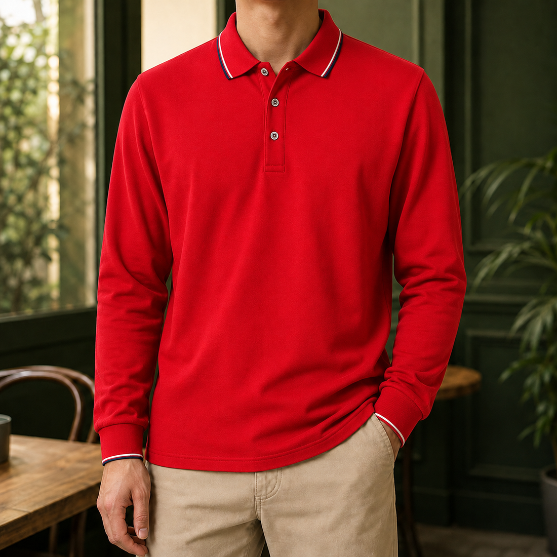 Hubert Tipped Polo - Red