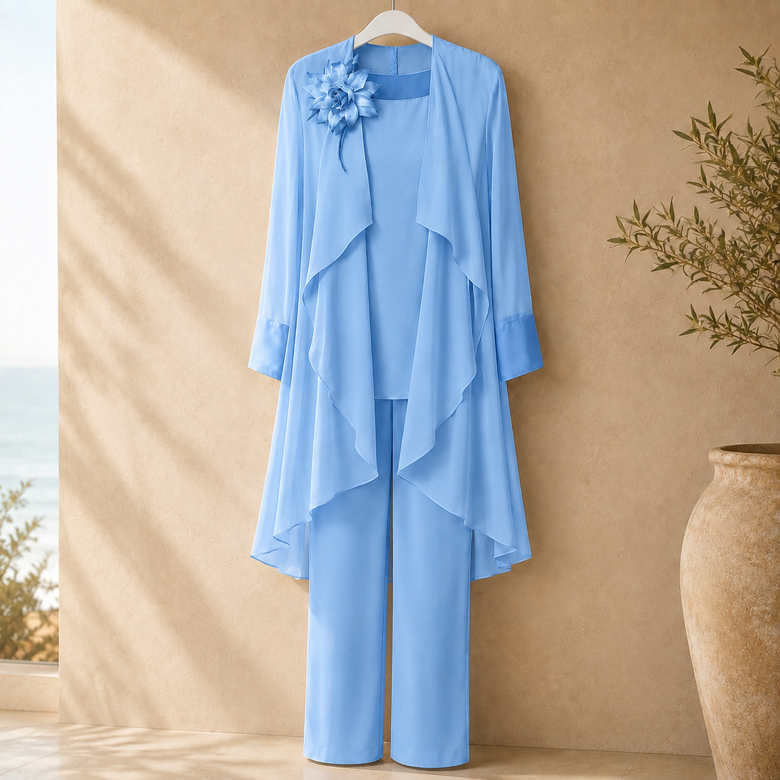 Mina-June Chiffon Pantsuit - Blue