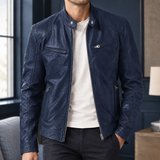 Valerian Cafe Racer Jacket - Navy Blue