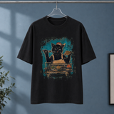 Tobias-Ellis Relaxed T-Shirt - Treat Cat-black