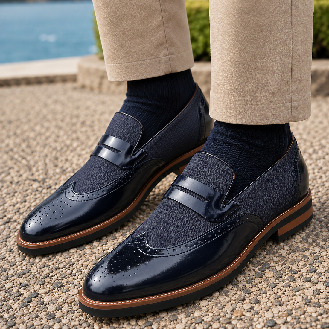 Amadori Leather Penny Loafers - Navy