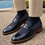 Amadori Leather Penny Loafers - Navy