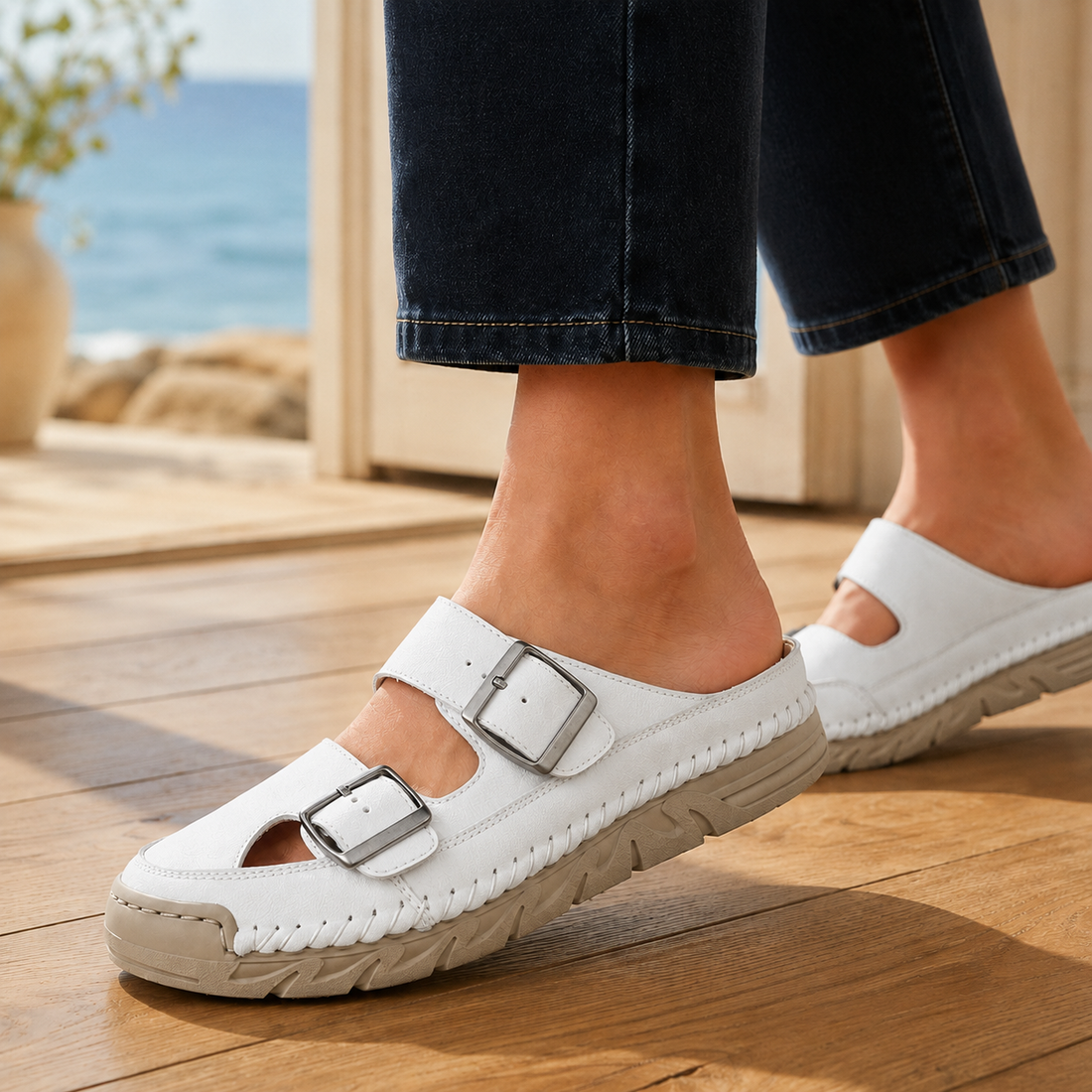 Cervini Buckle Sandals - White