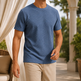 Caleb Textured T-Shirt - Blau