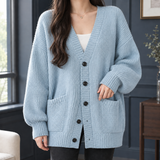 Fernanda-Kate Ribbed Cardigan - Light Blue