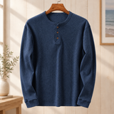 Spencer Ribbed Henley - Navy Blue