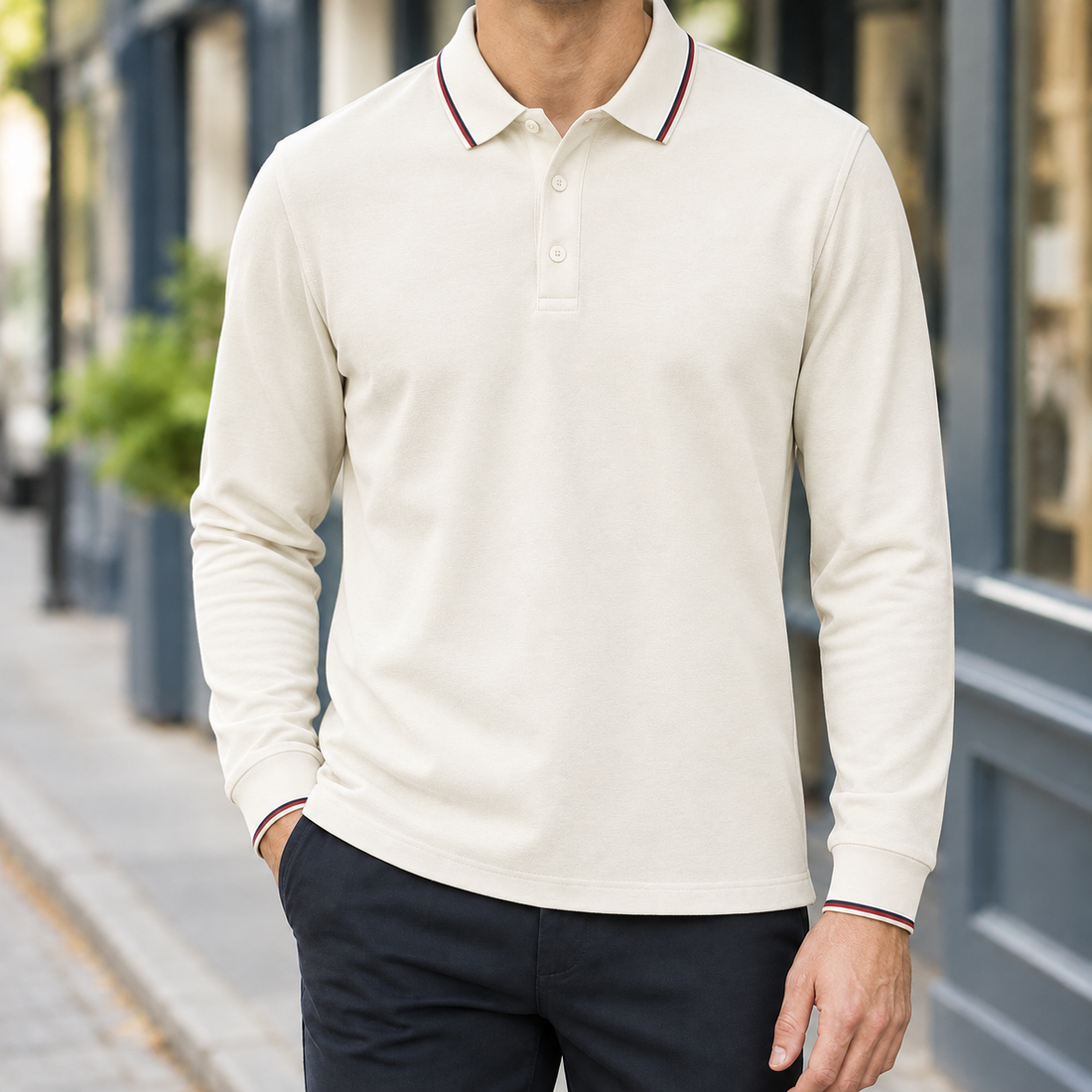 Olivier Tipped Polo - Cream