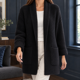 Blair-Elise Ribbed Cardigan - Black