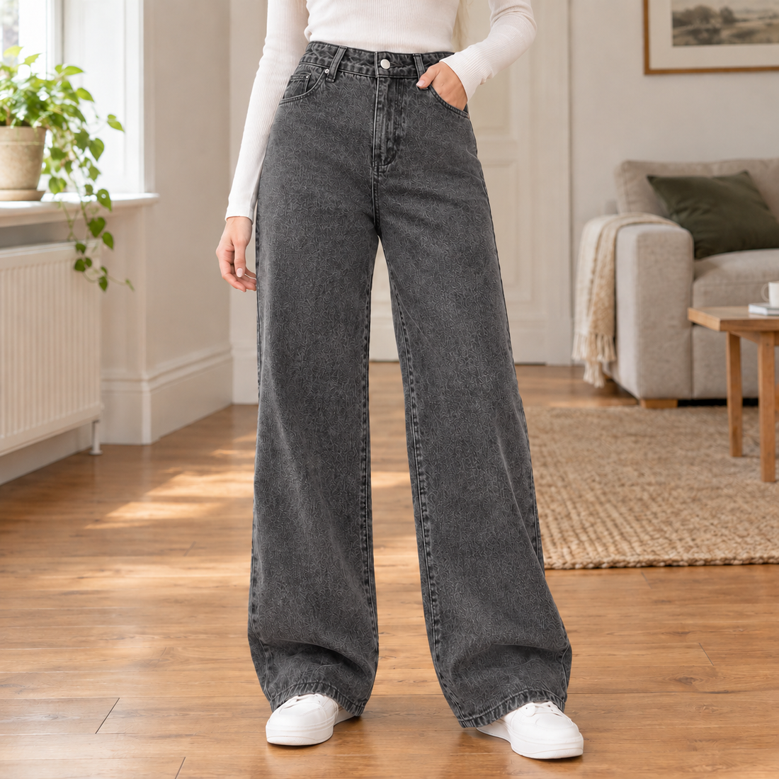 Charlotte Wide Leg Jeans - Gray