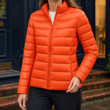 Xenia-Louise Stand Collar Jacket - Orange Stand Collar
