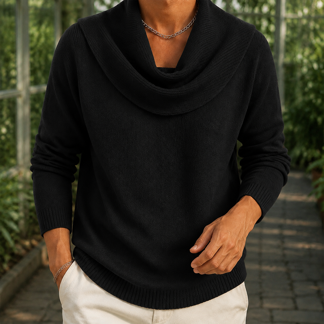 Stellan Cowl Sweater - Black