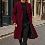 Halvard Single Breasted Overcoat - Deep Red
