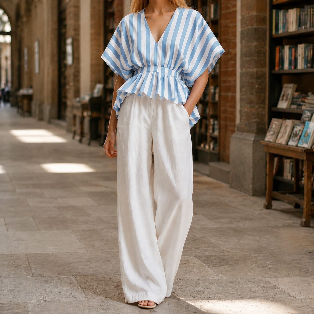 Maxine-Lane Wide Leg Set - Sky Blue