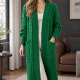 Naomi-Hope Cable Knit Cardigan - Green