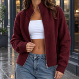Paige Zip Sweater - Angora Red