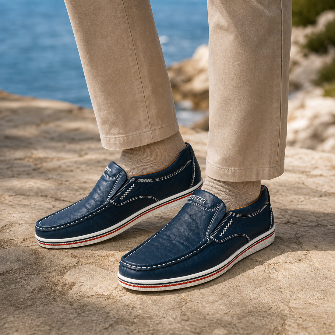 Alessia Contrast Loafers - Deep Blue