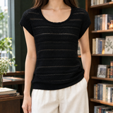 Selena Pointelle Top - Black