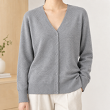 Diantha-Grace V Neck Cardigan - Gray