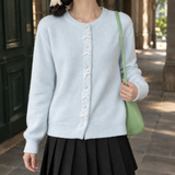 Grace-Eve Bow Cardigan - Light Blue