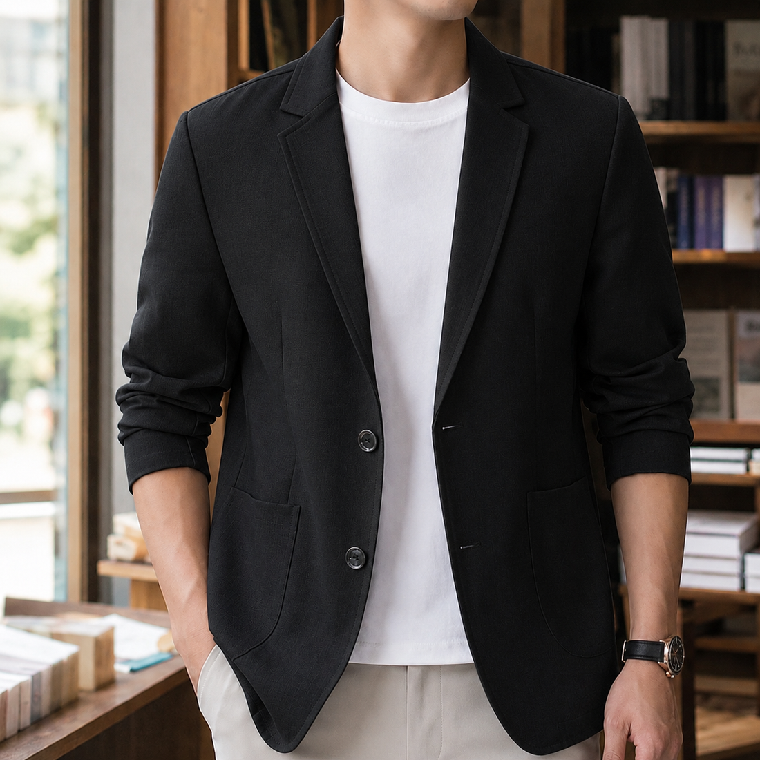 Bastien Woven Blazer - Black